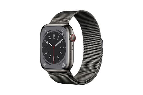 Apple Watch Series 8 GPS + Cellular, boîtier Acier inoxydable graphite 45mm avec Boucle milanaise graphite