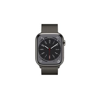 Apple Watch Series 8 GPS + Cellular, boîtier Acier inoxydable graphite 45mm avec Boucle milanaise graphite