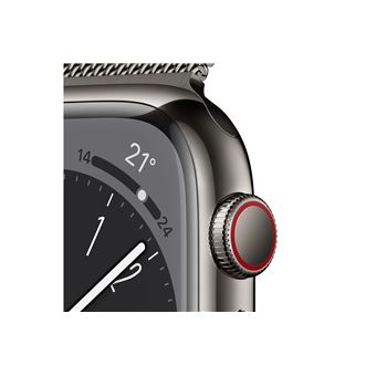 Apple Watch Series 8 GPS + Cellular, boîtier Acier inoxydable graphite 45mm avec Boucle milanaise graphite