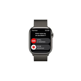 Apple Watch Series 8 GPS + Cellular, boîtier Acier inoxydable graphite 45mm avec Boucle milanaise graphite