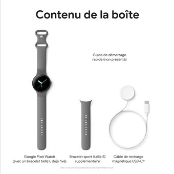 Montre connectée Google Pixel Watch LTE Argent avec bracelet sport Charbon