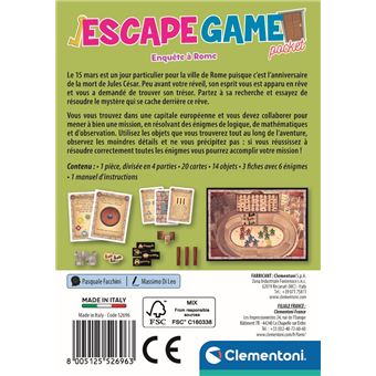 Jeu de stratégie Clementoni Escape Game Rome