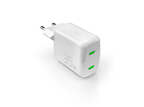 Chargeur Pour Téléphone Mobile Puro Bloc Secteur Minipro Double Usb-C 35W Blanc