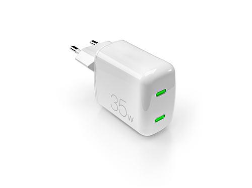 Chargeur pour téléphone mobile Puro Bloc secteur MiniPro Double USB-C 35W Blanc