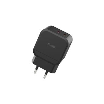 Chargeur QDOS PowerCube Double USB Type C 45W Noir