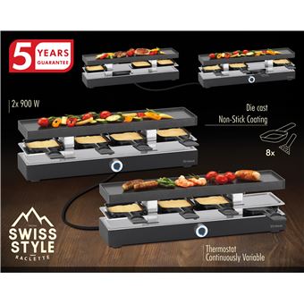 Raclette Trisa Electronics Style Connect avec Thermostat 2 x 900 W Anthracite