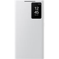 Etui Folio Smart Clear View avec porte-carte pour Samsung Galaxy S24 Ultra Gris Clair
