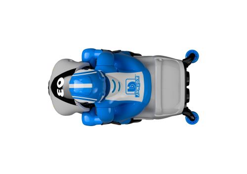 Moto radiocommandée avec pilote bleue
