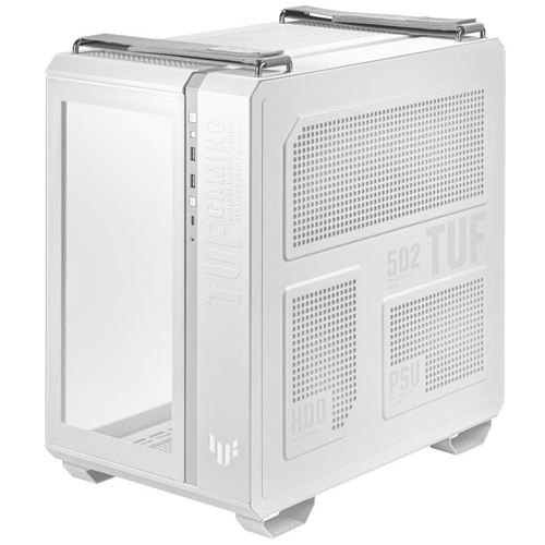 Boîtier PC ASUS TUF Gaming GT502 PLUS moyen tour blanc avec panneau latéral et avant verre trempé