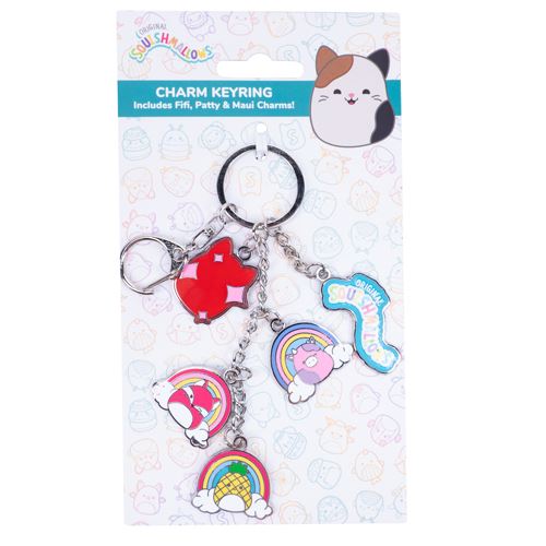 Porte-clés Squishmallows avec 5 Charms Fifi, Patty & Maui