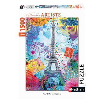 Puzzle 1500 pièces Nathan Tour Eiffel Multicolore