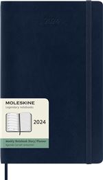 Agenda civil semainier Moleskine 2024 12 mois Grand Format Couverture Souple Bleu Saphir