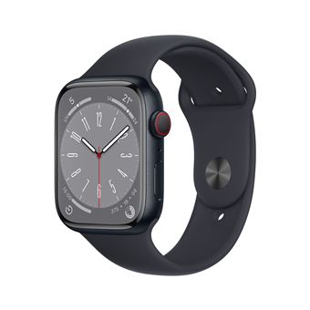 Apple Watch Series 8 GPS + Cellular, boîtier Aluminium Minuit 45mm avec Bracelet Sport Minuit - 1