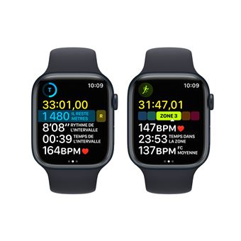 Apple Watch Series 8 GPS + Cellular, boîtier Aluminium Minuit 45mm avec Bracelet Sport Minuit