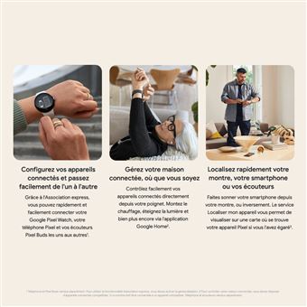 Montre connectée Google Pixel Watch LTE Argent avec bracelet sport Galet