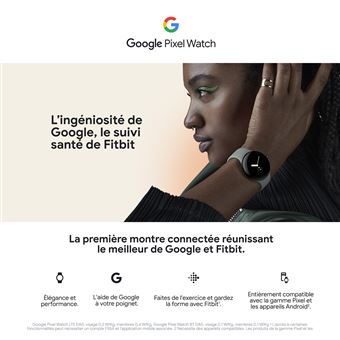 Montre connectée Google Pixel Watch LTE Argent avec bracelet sport Galet