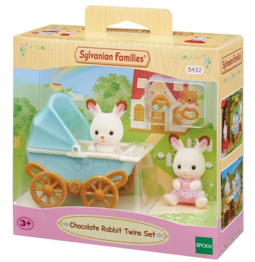 Sylvanian Families Les jumeaux Lapin Chocolat et poussette double - 5432