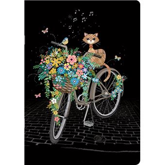 Cahier ligné Bug Art Chat sur Vélo A5 60 pages