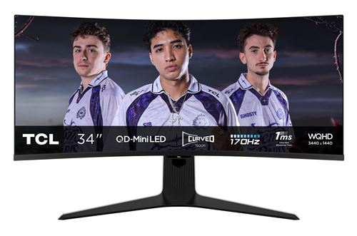 Ecran PC Gaming Tcl 34R83Q 34" Incurvé WQHD Qled Mini LED Noir et Blanc