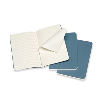 Set de 3 cahiers format de poche Moleskine lignés Bleu