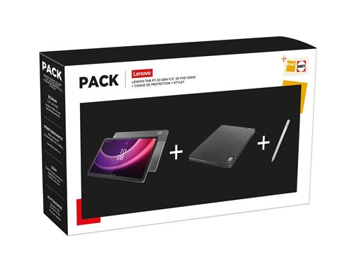 Pack Tablette Tactile Lenovo Tab P11 11.5 2ème génération 128 Go Noir + Stylet + Coque de protection