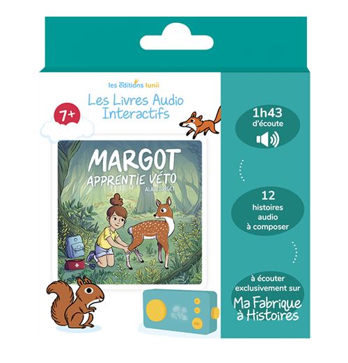 Coffret livre audio Lunii Margot apprentie véto pour conteuse Lunii Ma Fabrique à Histoires