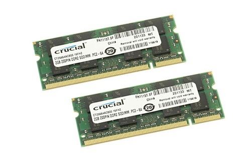 Kit barrette mémoire Crucial 2 x 2 Go DDR2-800 SODIMM