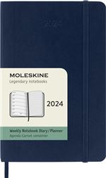 Agenda civil semainier Moleskine 2024 12 mois Format de Poche Couverture Souple Bleu Saphir