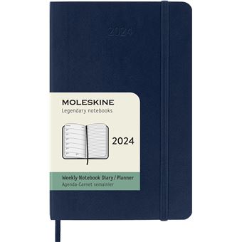 Agenda civil semainier Moleskine 2024 12 mois Format de Poche Couverture  Souple Bleu Saphir - Agenda civil - Achat & prix