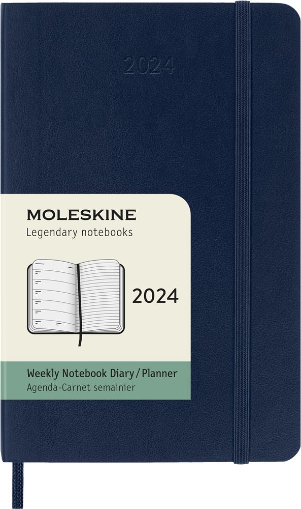 Agenda civil semainier Moleskine 2024 12 mois Format de Poche Couverture  Souple Bleu Saphir - Agenda civil - Achat & prix