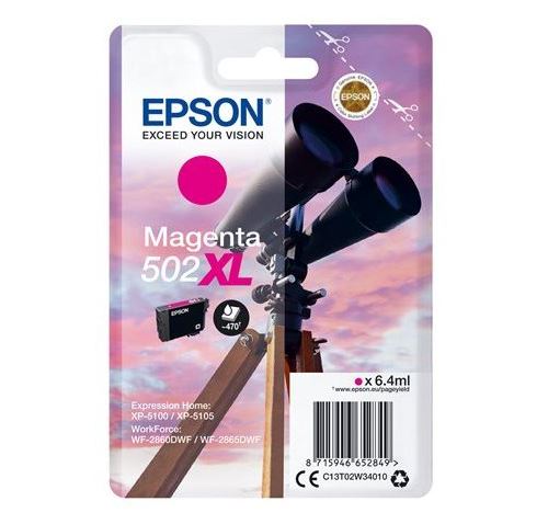 Epson 502XL - 6.4 ml - haute capacité - magenta - original - blister - cartouche d'encre - pour Expression Home XP-5100, 5105, 5150, 5155; WorkForce WF-2860, 2865, 2880, 2885
