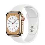 Apple Watch Series 8 GPS + Cellular, boîtier Acier inoxydable or 41mm avec Bracelet Sport Lumière Stellaire