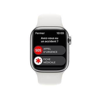 Apple Watch Series 8 GPS + Cellular, boîtier Acier inoxydable or 41mm avec Bracelet Sport Lumière Stellaire