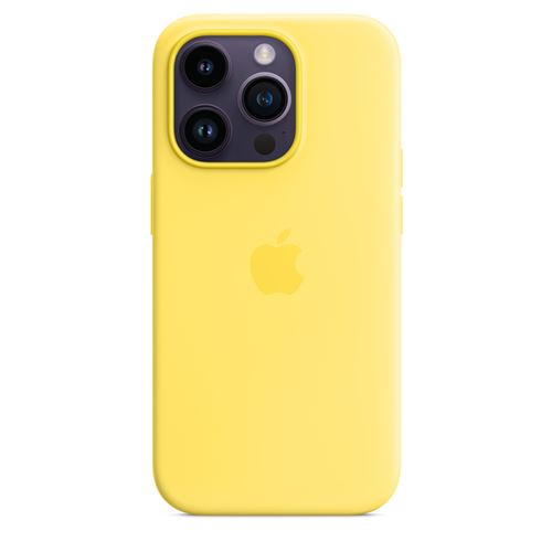 Coque en silicone avec MagSafe pour Apple iPhone 14 Pro Jaune