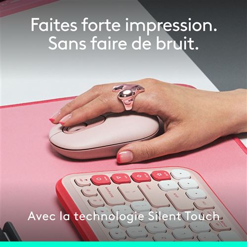 Souris - Sans fil - Logitech - Pop Mouse - Rose - Informatique