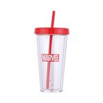 Verre avec paille Miniso Marvel 420 ml Rouge