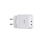 Chargeur QDOS PowerCube Trio Double USB Type C 45W Blanc + Câble Lightning + Câble USB Type C