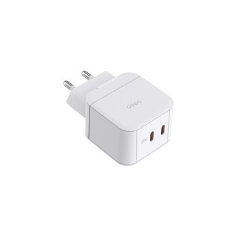 Chargeur QDOS PowerCube Trio Double USB Type C 45W Blanc + Câble Lightning + Câble USB Type C