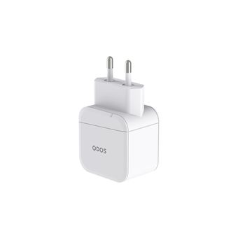Chargeur QDOS PowerCube Trio Double USB Type C 45W Blanc + Câble Lightning + Câble USB Type C