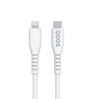 Chargeur QDOS PowerCube Trio Double USB Type C 45W Blanc + Câble Lightning + Câble USB Type C