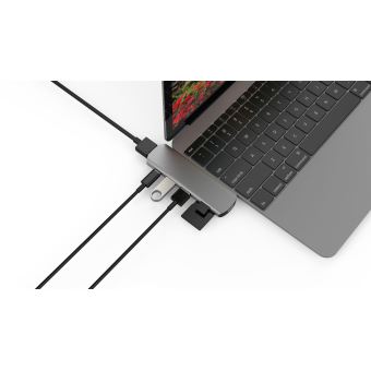 Adaptateur On Earz Mobile Gear Type-C Gris Sidéral Avec Chargement USB-C PD, HDMI 4K, Prise De Casque Usb 3 0 Et 3 5mm Pour Ipad Pro