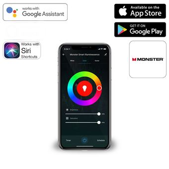 Kit ampoule de lumière LED Monster Illuminescence A19 E27 Multicolore + Bande de lumière 2 m