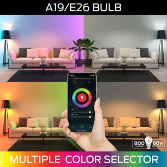 Kit ampoule de lumière LED Monster Illuminescence A19 E27 Multicolore + Bande de lumière 2 m