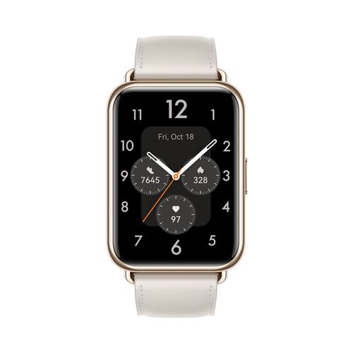 Montre connectée Huawei Watch Fit 2 Classic bracelet cuir Blanc