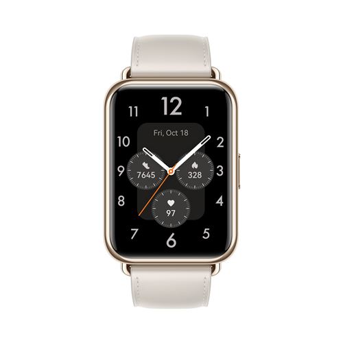 Montre Connectée Huawei Watch Fit 2 Classic Bracelet Cuir Blanc