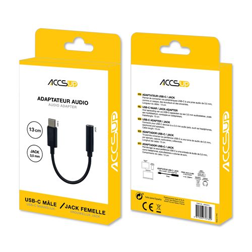 Accessoire pour téléphone mobile Wefix Adaptateur USB Type C vers Jack  3.5mm Noir