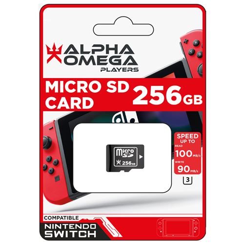 Carte mémoire Micro SD 256 Go pour Nintendo Switch Alpha Omega Players Noir