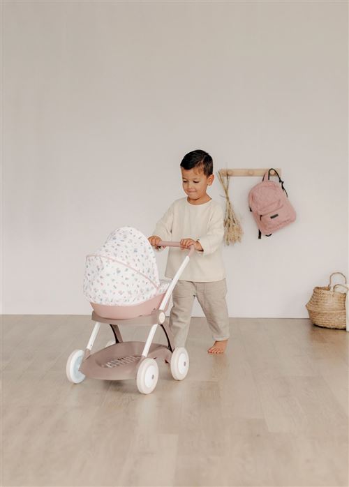 Landau Pour Poupon Baby Nurse Smoby - Tissu Lavable, Roues Silencieuses, Bac Rangement, Pour Enfants Dès 18 Mois