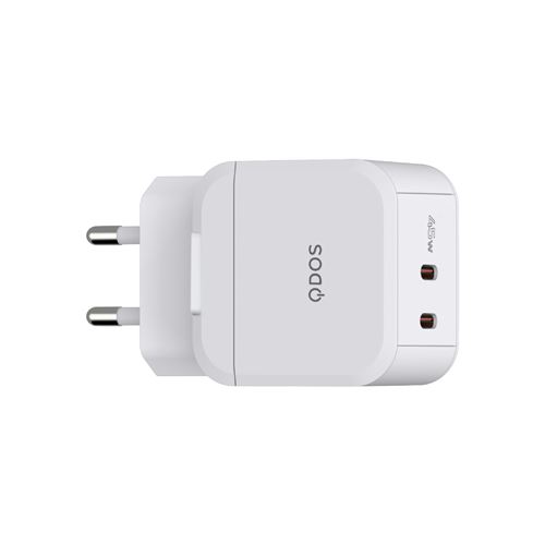 Chargeur QDOS PowerCube Double USB Type C 45W Blanc