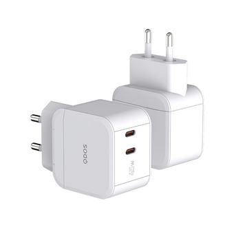 Chargeur QDOS PowerCube Double USB Type C 45W Blanc